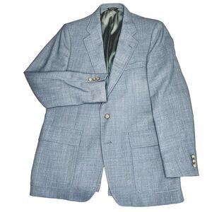 Palm Beach Vintage Sport Coat Hopsack Gray Gold Button 42 44 L Blazer 70s